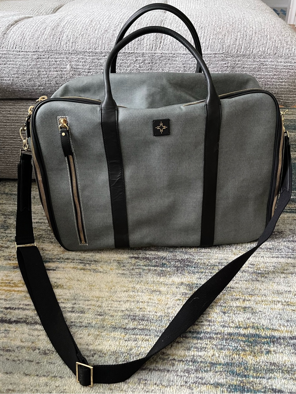 India Hicks Gray and Black Travel Weekender Bag